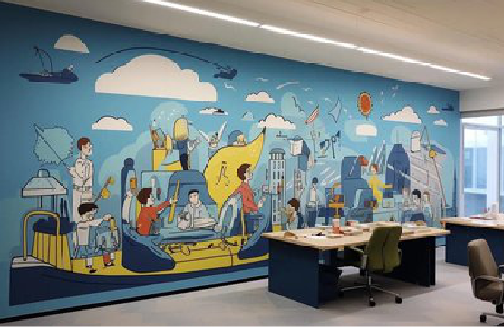 马关办公室墙绘的特点。