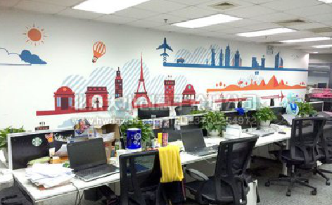 马关教你设计办公室墙绘的方法。